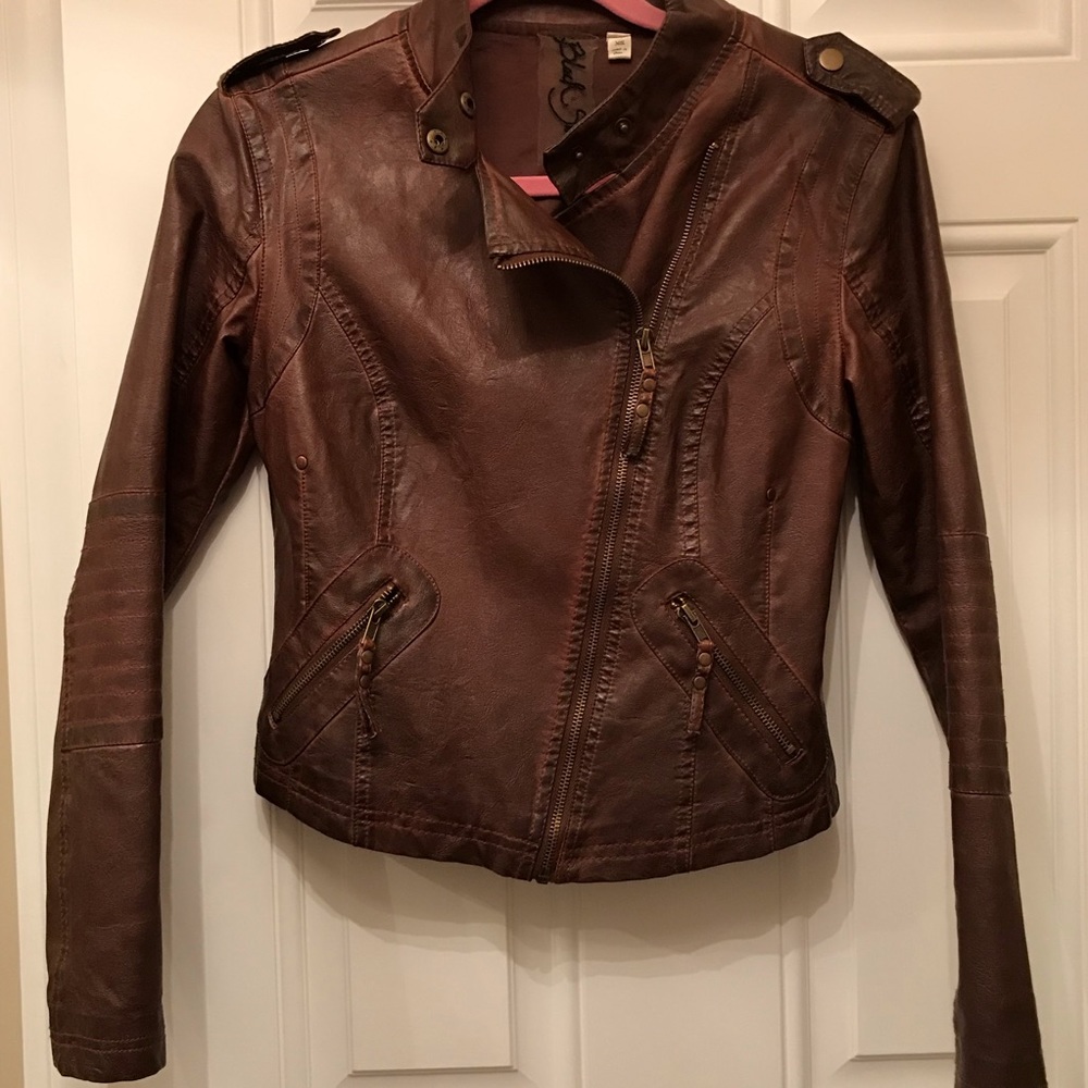 Faux leather motor cycle jacket